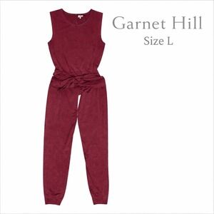 Garnet Hill Jumpsuit Womens L Burgundy Tencel Tie Waist Sleeveless Stretch